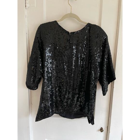 NWT Vintage 80s Exotica Silk Black Red Sequin Blouse Size 1X - Picture 7 of 15